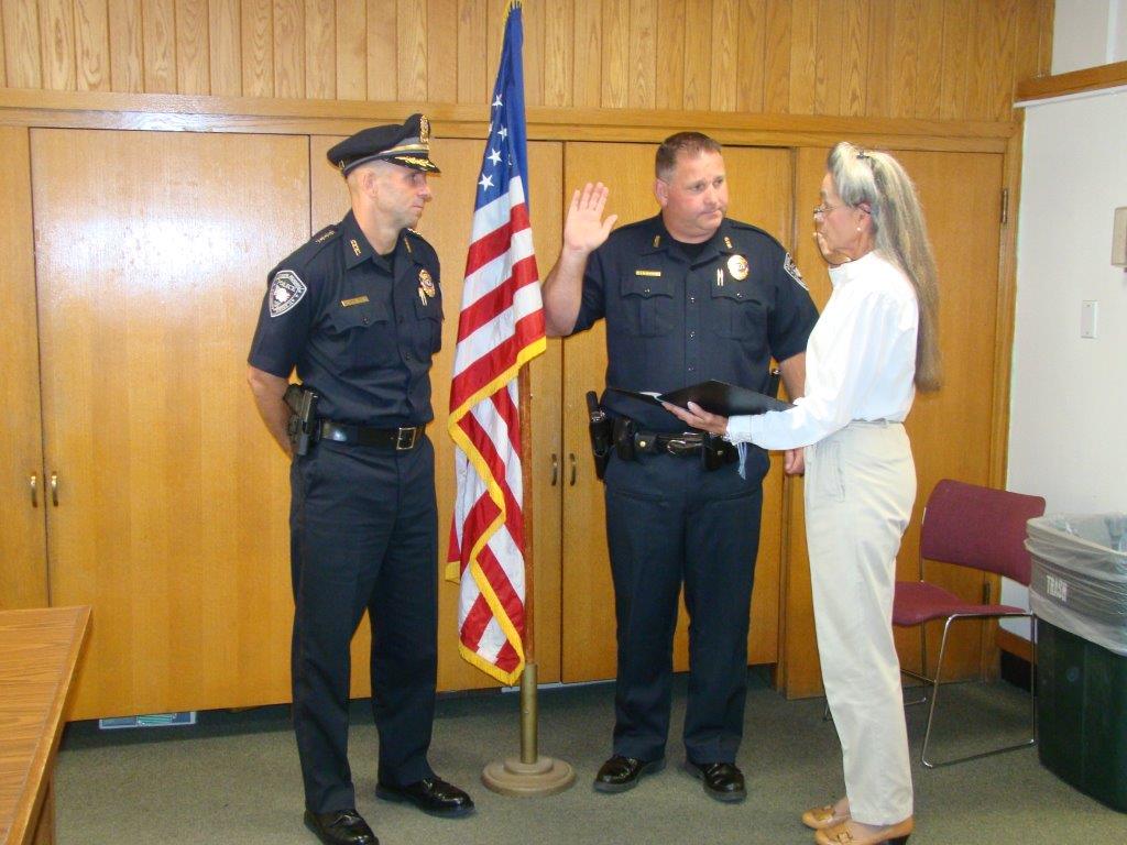Left to right: Chief Murphy, Sergeant Michael McAuliffe and Town Clerk Barbara Stats. (Courtesy Photo)