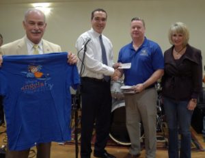 Left-to-right: Belmont Police Chief Richard McLaughlin; Pepperell Police Chief David Scott; Where Angels Play Founder William Lavin; NEMLEC Foundation Coordinator Sharon Crowley.