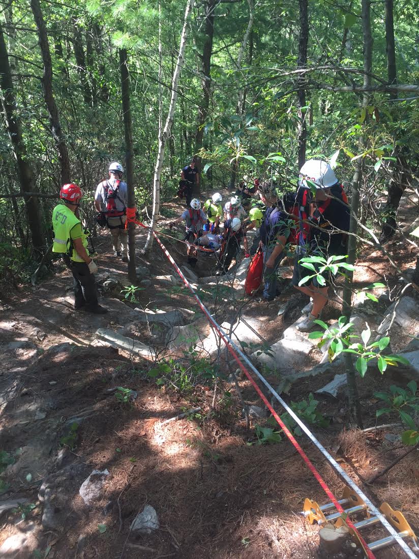 The Great Barrington Fire Department rescued an injured hiker on Monument Mountain yesterday afternoon. (Courtesy Photo)