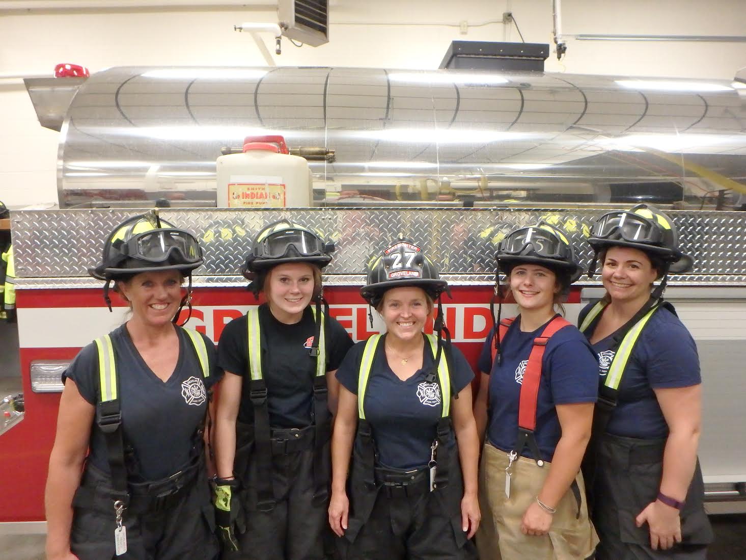 Left to right: Firefighters Jennifer Hicks, Megan Shea, Lisa Evans, Courtney Panaro and Alyssa Bosch. (Courtesy Photo)