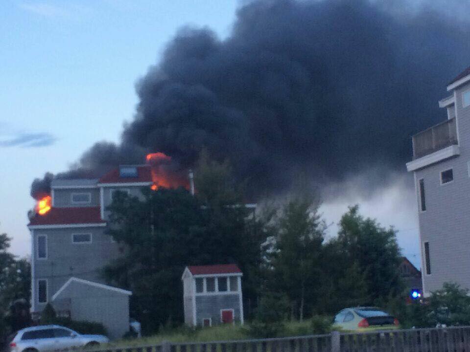 The Newburyport Fire Department battled a three-alarm fire on Plum Island last night. (Courtesy Photo Newburyport Fire Department/Erik Cole)