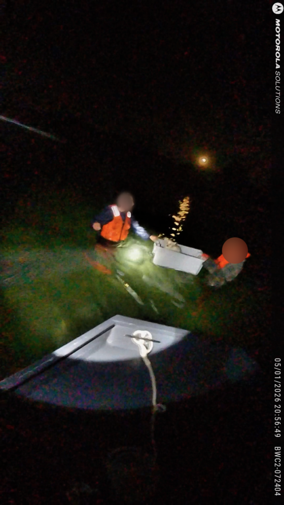 Essex Police and Fire Rescue two people and a dog from a sailboat in the Essex River on May 1, 2026 (Courtesy Photos/Essex Police Department)