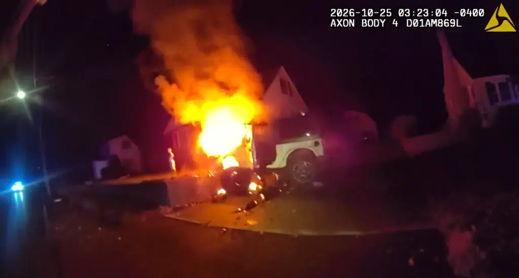 *VIDEO* Holbrook Police Officers Rescue Driver Trapped in Burning Vehicle Following Crash